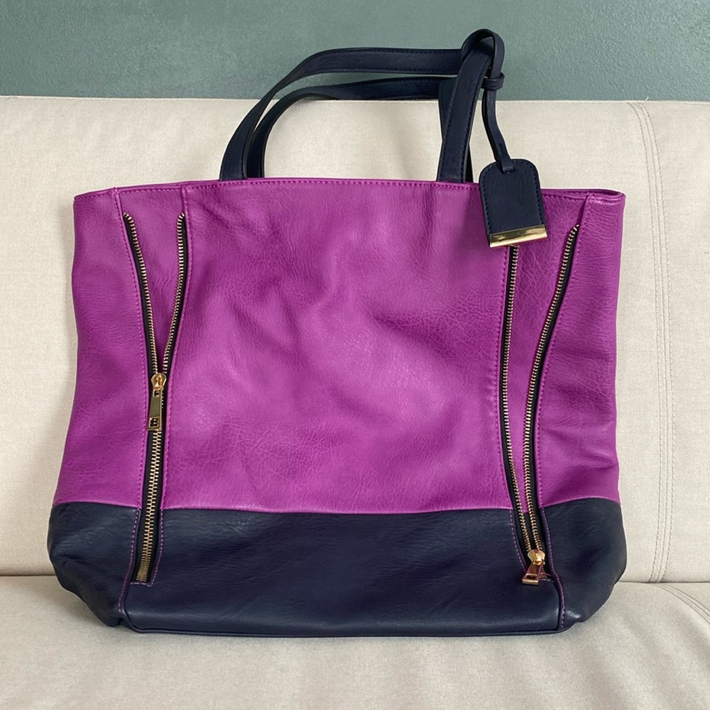 Fuchsia purple vegan tote bag EUC